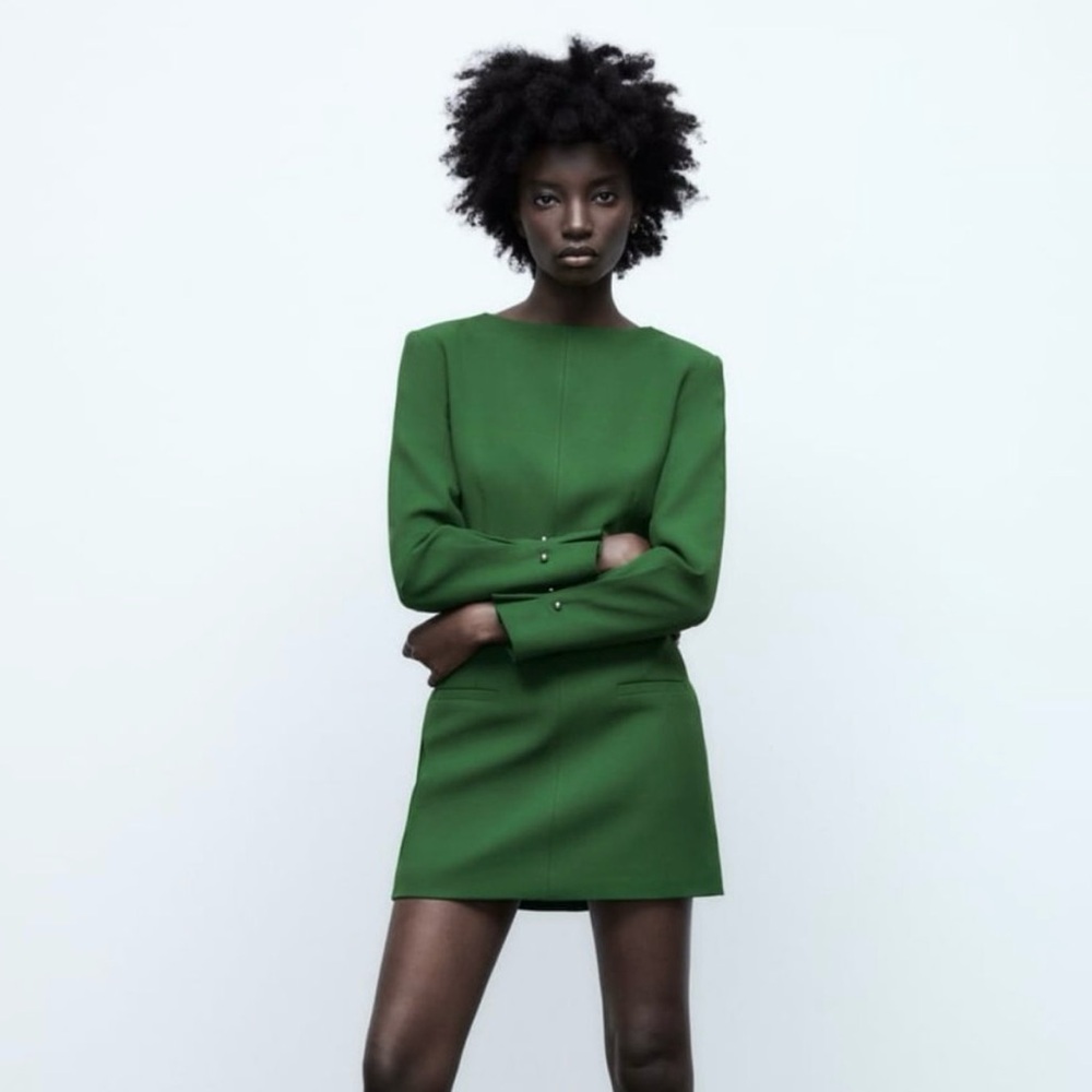 Zara Long Sleeve Green Dress